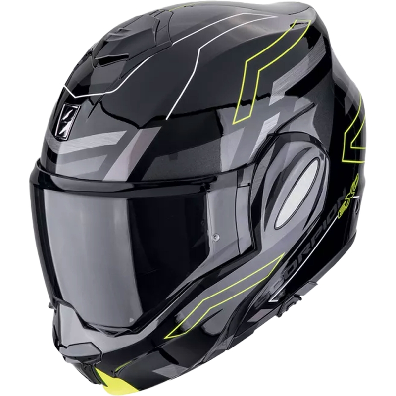 Casco moto pieghevole Scorpion EXO-TECH EVO CONQUER nero-giallo fluo