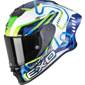 Casco integrale da moto Scorpion EXO-R1 EVO II Air Cornering bianco-blu-verde