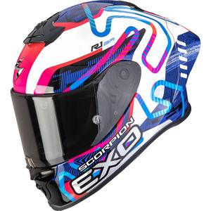 Casco integrale da moto Scorpion EXO-R1 EVO II Air Cornering bianco-blu-rosa