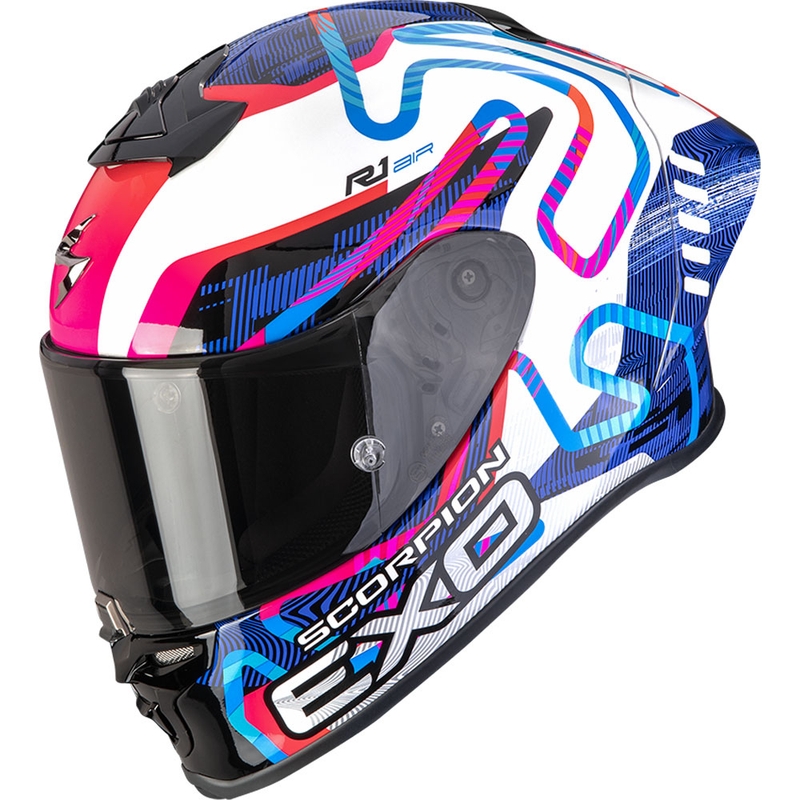 Casco integrale da moto Scorpion EXO-R1 EVO II Air Cornering bianco-blu-rosa