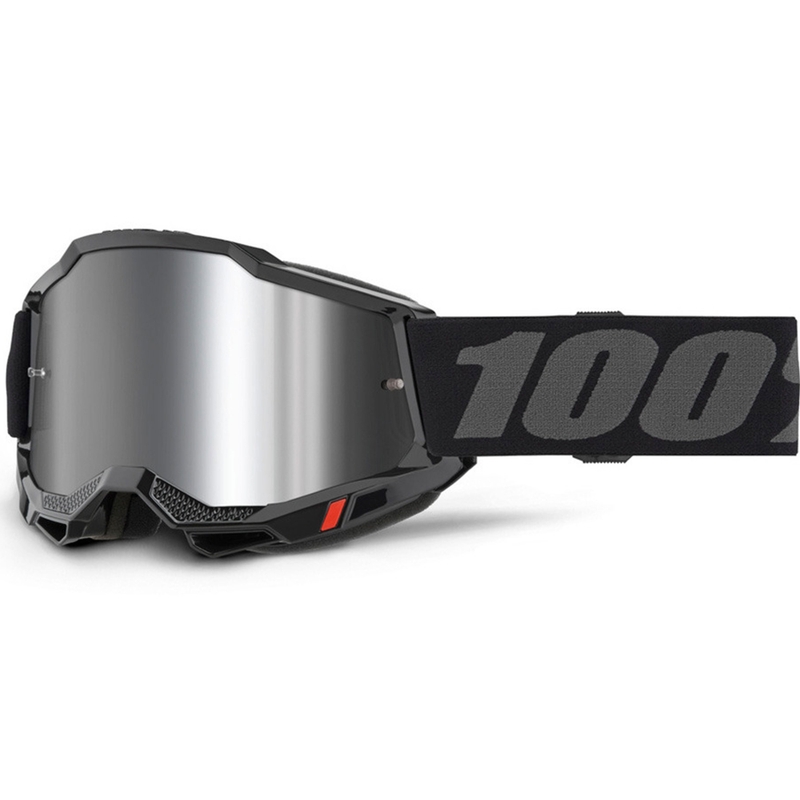 Occhiali da motocross 100% Accuri 2 Nero nero con plexiglass argento