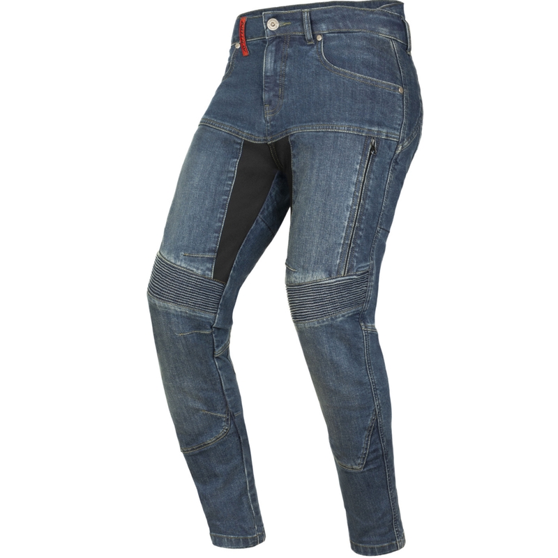 Jeans da motociclista da donna Ayrton 505 blu slavato