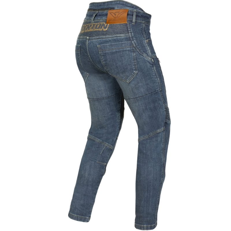 Jeans da motociclista da donna Ayrton 505 blu slavato