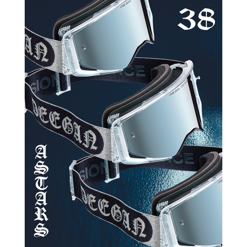 Occhiali da motocross Alpinestars Supertech Vision DNGR38 XXV nero-argento con plexiglass specchiato argento