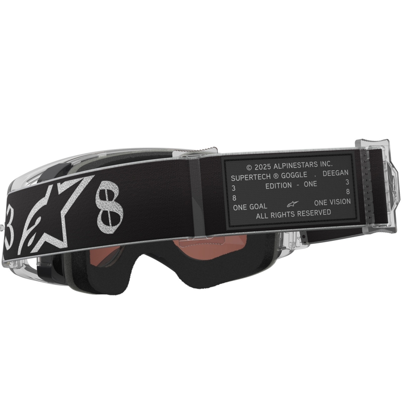 Occhiali da motocross Alpinestars Supertech Vision DNGR38 XXV nero-argento con plexiglass specchiato argento