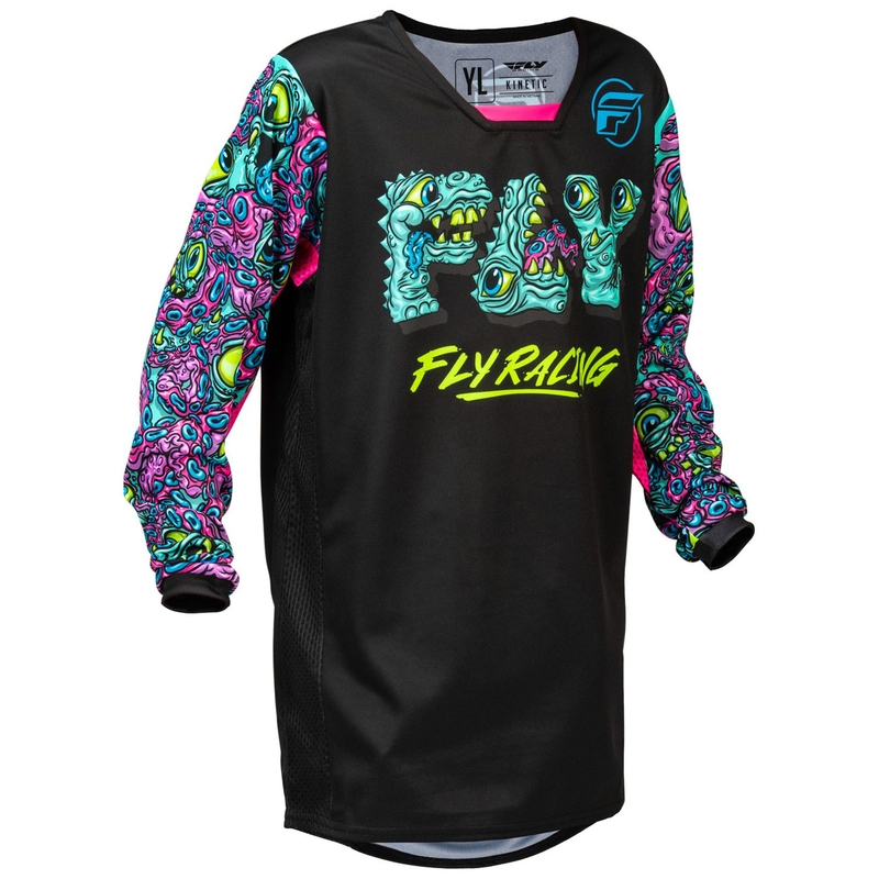 Maglia da motocross per bambini FLY Racing KINETIC MUTANT nera-multicolore