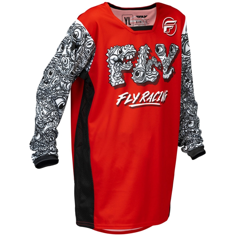 Maglia da motocross per bambini FLY Racing KINETIC MUTANT rosso-bianco-nero