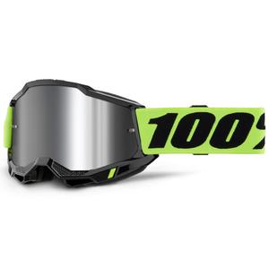 Occhiali da motocross 100% Accuri 2 giallo fluo con plexiglass argento