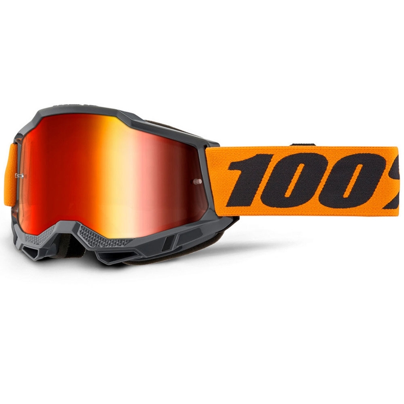 Occhiali da motocross 100% Accuri 2 arancioni con plexiglass rosso