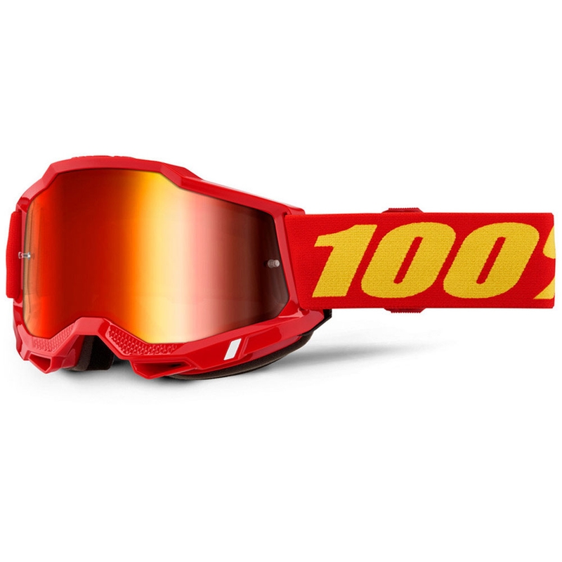 Occhiali da motocross 100% Accuri 2 rossi con plexiglass rosso