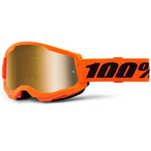 Occhiali da motocross per bambini 100% STRATA 2 arancioni con plexiglass specchiato oro