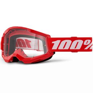 Occhiali da motocross per bambini 100% STRATA 2 rossi con plexiglass trasparente
