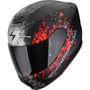 Casco integrale da moto Scorpion EXO-391 Wolf nero opaco-argento-rosso