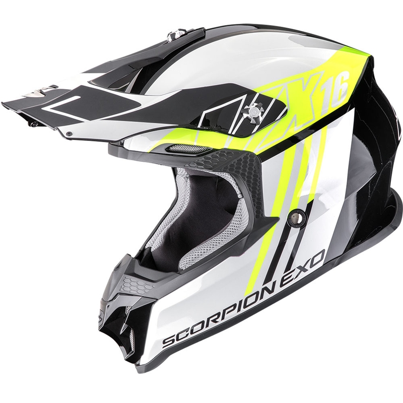 Casco da motocross Scorpion VX-16 EVO Air Lignes nero-giallo fluo