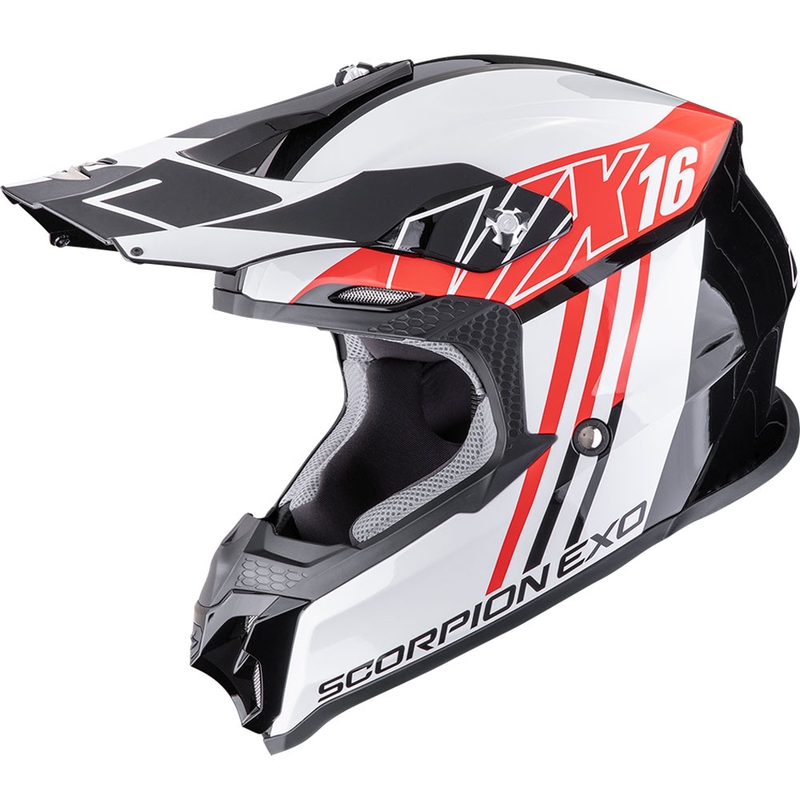 Casco da motocross Scorpion VX-16 EVO Air Lignes nero-rosso
