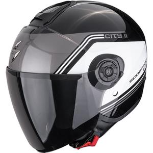 Casco da moto aperto Scorpion EXO-CITY II Vita nero metallizzato-bianco