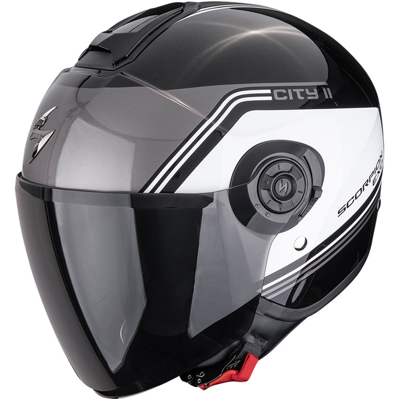 Casco da moto aperto Scorpion EXO-CITY II Vita nero metallizzato-bianco