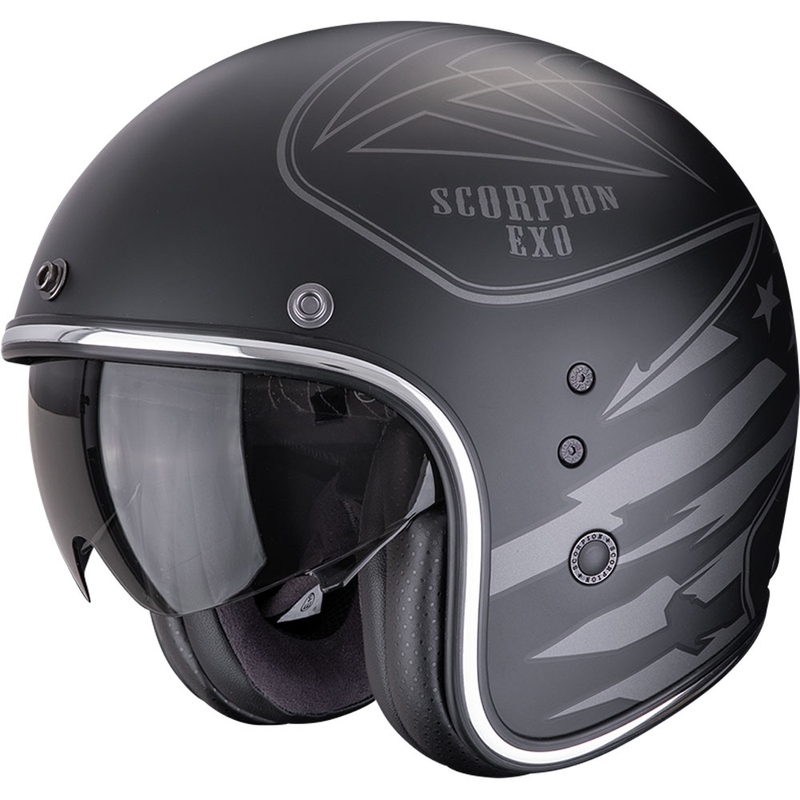 Casco da moto aperto Scorpion Belfast Dawg nero opaco-argento