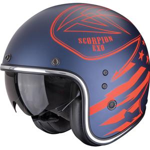 Casco da moto aperto Scorpion Belfast Dawg Blu-Rosso opaco