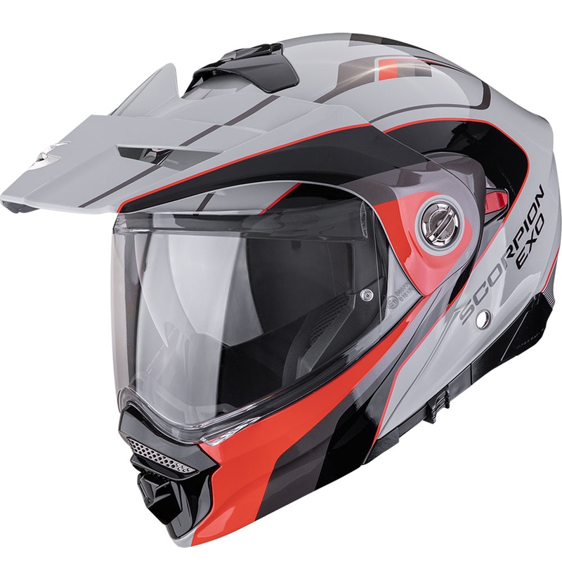 Casco da moto enduro Scorpion ADX-2 Kamps grigio-rosso