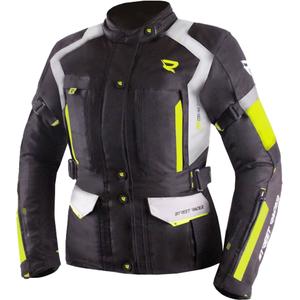 Giacca da moto da donna Street Racer Hilax nero-grigio-giallo fluo