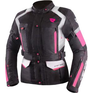 Giacca da moto da donna Street Racer Hilax nero-grigio-rosa