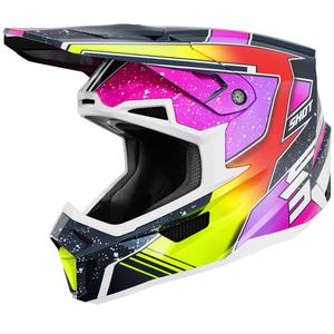 Casco da motocross Shot Lite Racing blu perla-giallo fluo