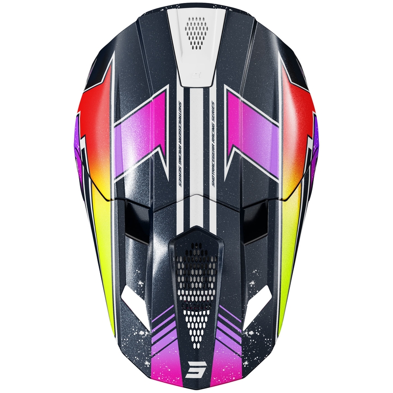 Casco da motocross Shot Lite Racing blu perla-giallo fluo