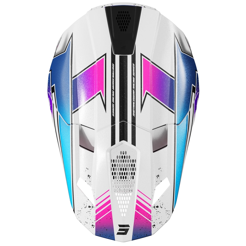 Casco da motocross Shot Lite Racing bianco perla-rosa