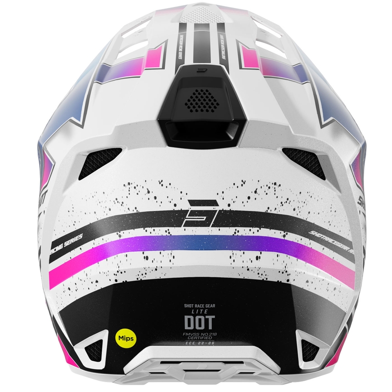Casco da motocross Shot Lite Racing bianco perla-rosa