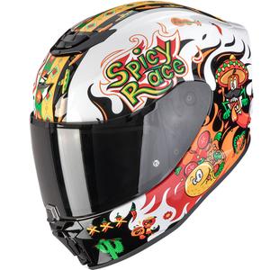 Casco da moto per bambini Scorpion EXO-JNR Air Yucatan bianco-arancione-nero