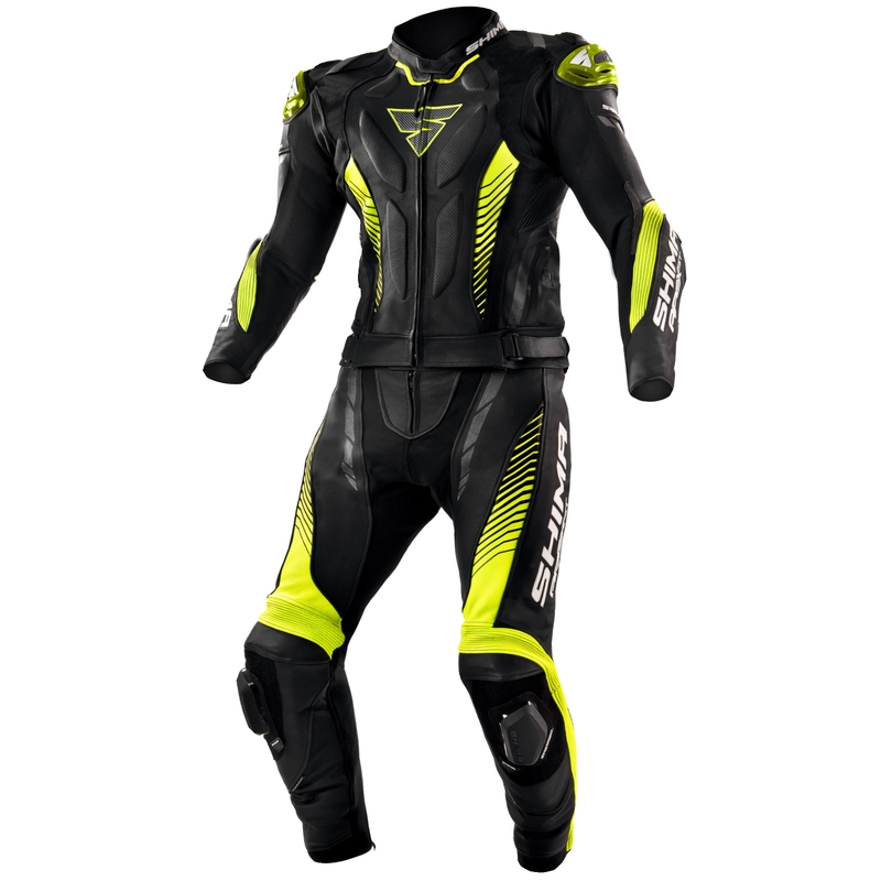 Tuta da moto Shima Apex nero-giallo fluo
