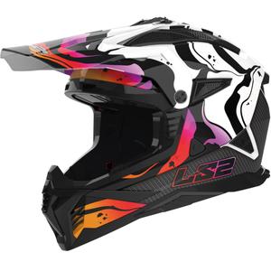 Casco da motocross LS2 MX708 Fast II Wash White nero-bianco-rosa