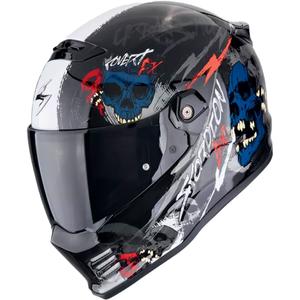 Casco moto integrale Scorpion COVERT FX SKULLZ nero-grigio-rosso