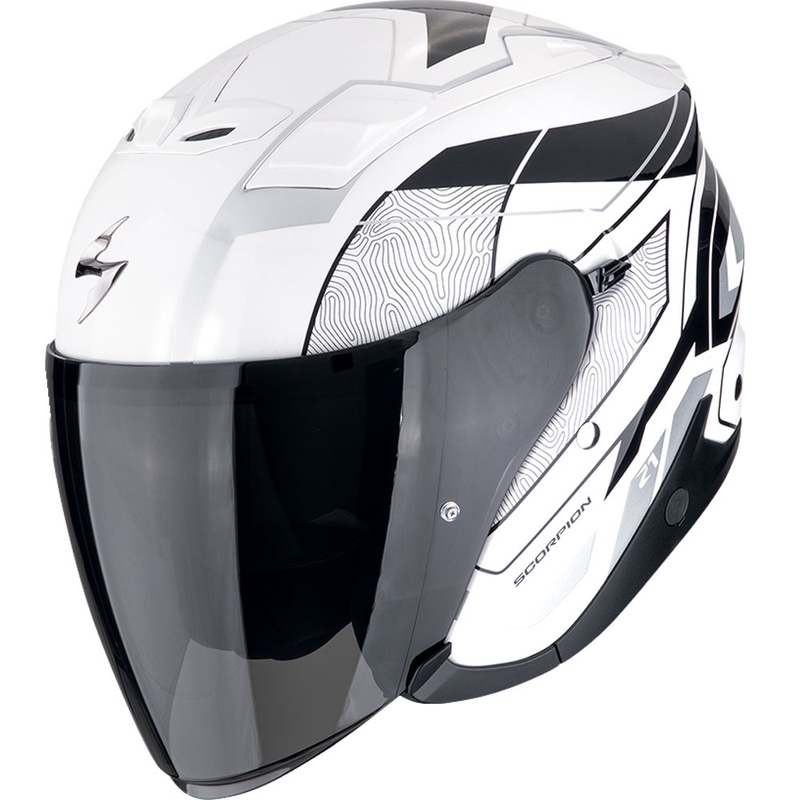 Casco da moto aperto Scorpion EXO-Z1 VUE bianco-nero-argento