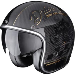 Casco da moto aperto Scorpion Belfast EVO Carbon Zippy Nero-Oro