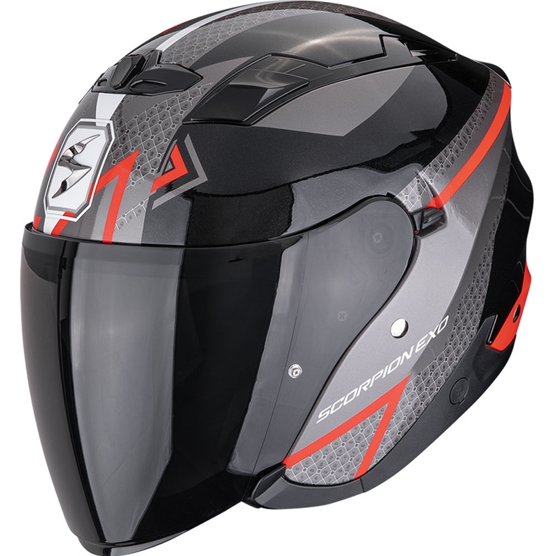 Casco da moto aperto Scorpion EXO-230 Loop nero metallizzato-rosso