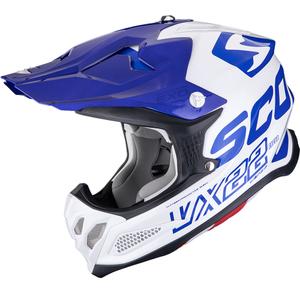 Casco da motocross Scorpion VX-22 Air Updown bianco-blu-blu
