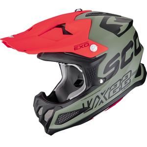 Casco da motocross Scorpion VX-22 Air Updown verde-nero-rosso opaco