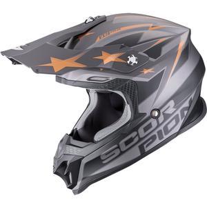 Casco da motocross Scorpion VX-16 EVO Air Patriot argento-nero-rame