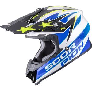 Casco da motocross Scorpion VX-16 EVO Air Patriot bianco-blu-giallo