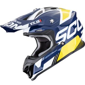 Casco da motocross Scorpion VX-16 EVO Air Analog bianco-blu-giallo
