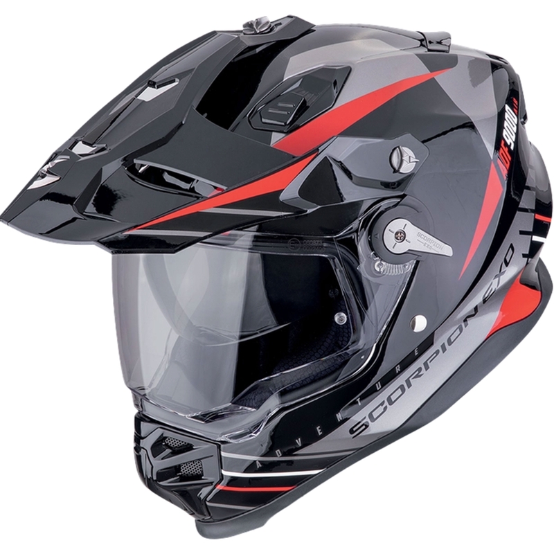 Casco da enduro Scorpion ADF-9000 Air Feat nero-argento-rosso