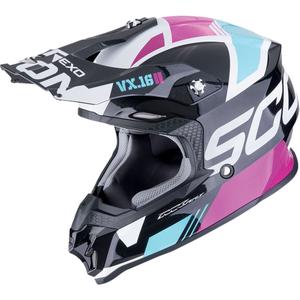 Casco da motocross Scorpion VX-16 EVO AIR ANALOG nero-blu-rosa metallizzato