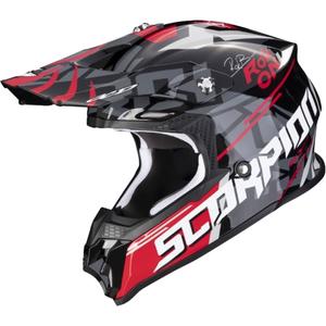 Casco da motocross Scorpion VX-16 EVO AIR ROK BAGOROS nero-grigio-bianco-rosso