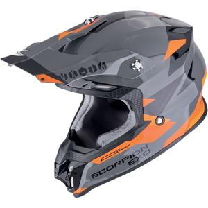 Casco da motocross Scorpion VX-16 EVO AIR ROD grigio-arancio