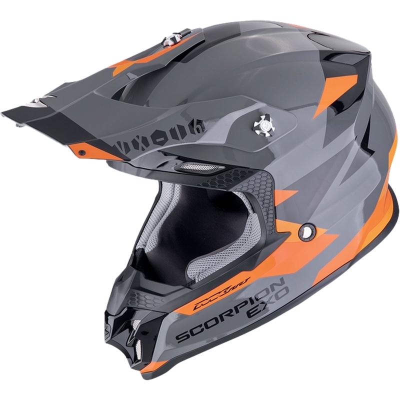 Casco da motocross Scorpion VX-16 EVO AIR ROD grigio-arancio