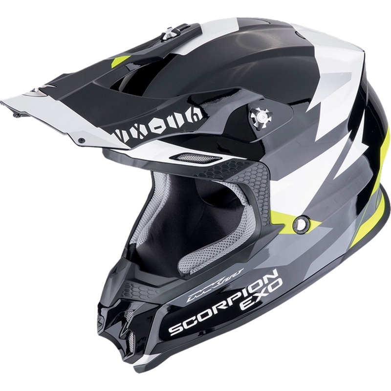 Casco motocross Scorpion VX-16 EVO AIR ROD nero-giallo fluo