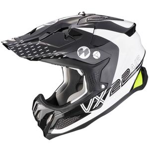 Casco da motocross Scorpion VX-22 Air Ares nero-bianco-giallo fluo