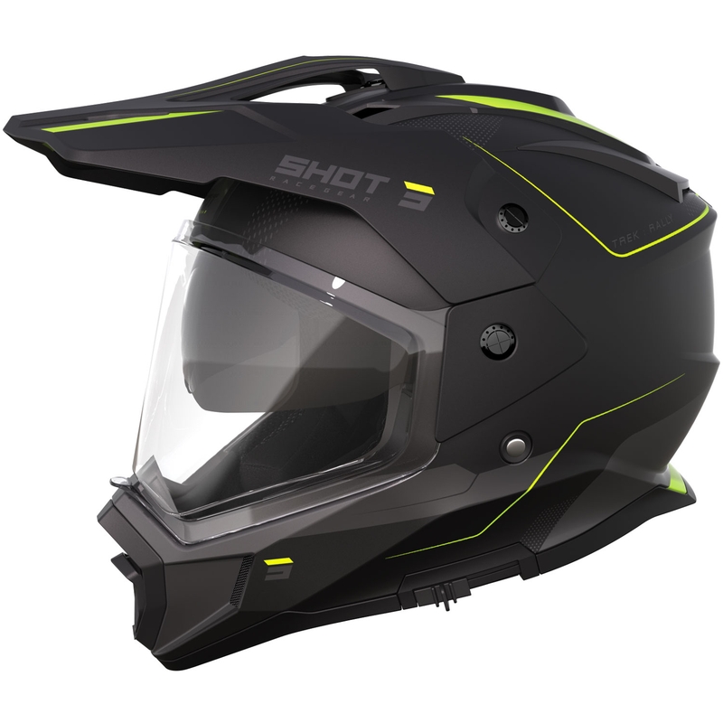 Casco moto enduro Shot Trek Max Vision Rally nero opaco-giallo fluo